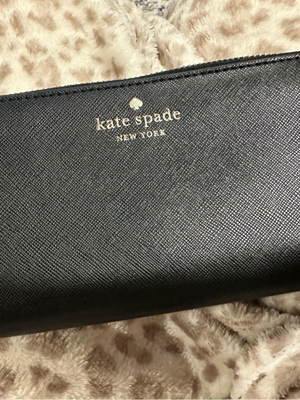 kate spade Black Zip Wallet with Gold Logo